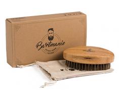 Brosse à barbe en bois noble et poils de cheval pour un entretien parfait de la barbe, brosse à barbe en crin de cheval dans une noble boîte cadeau