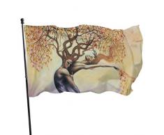Ha99y Horrible crâne Sombre os Squelette Hache 3x5 Pied Drapeau Couleur vive et UV résistant à la décoloration Polyester 3 X 5 Ft Drapeaux de Jardin