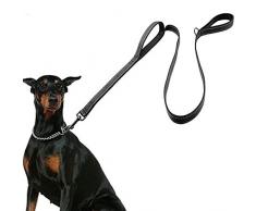 HRYSPN Laisse pour Gros Chien, Laisse Corde pour Chien avec Poignée Rembourrée Douce, Fils Très Réfléchissants, 1,5 m Corde Laisse pour Tous Les Chiens de Taille, Noir