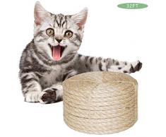 Owoda Corde en sisal de 6 mm dépaisseur 10M, Naturel pour grattoir pour Chat,Solide et Durable pour Corde à griffer, Corde de Jardin,Art,Pieds de Bureau Corde contraignant (10M, Naturel)
