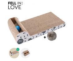 riijk Griffoir pour Chats en Carton avec Herbe-aux-Chats - Antidérapant - Jouet Chat avec Balle Qui Sonne Planche