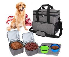 Teamoy Sac de Voyage pour équipement pour Chien, Sac de Voyage pour Chien pour Transporter de la Nourriture pour Animaux de Compagnie, des Jouets et Autres Objets Essentiels (Grand, Gris)