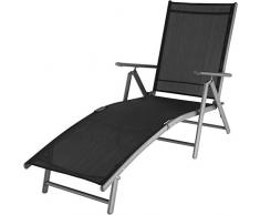 tectake 800713 Bain de Soleil de Jardin Pliant, Cadre en Aluminium, Dossier inclinable sur 7 Positions - Couleurs au Choix - (Gris foncé | no. 403258)