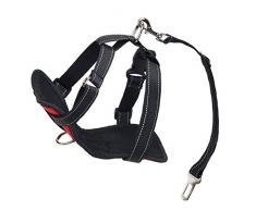 Kaka mall Harnais Chien Voiture Solide et Rembourrage Doux Harnais Veste Chien avec Ceinture de Sécurité(M Rouge)