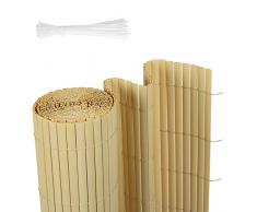 Sekey Canisse en PVC Brise Vue pour Jardin, Balcon et Terrasse, Résistant, Résistant aux intempéries, Intimité, avec Surface Texturée, avec Serre-Câbles, 80 x 500 cm, Bambou