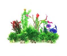 Plante Aquarium Artificiel, PietyPet 16 Pièces Petit Taille Aquarium Decoration Cachette Plastique en Plastique Décoration, Plastique pour Décoration daquarium