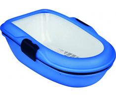 Bac à litière Berto, 39 × 22 × 59 cm, bleu clair/bleu foncé/granite