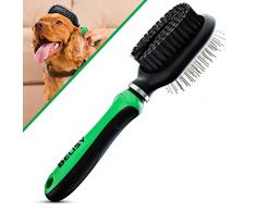 BELISY Brosse pour Chien/Chat Double Face – Etrille pour Chien - Brosse Anti Poils/Brosse Toilettage/Brosse Démêlante Chat/Chien – Peigne Demeloir Chien - pour Tous Types de Poils - Vert