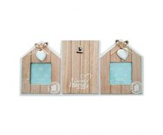 Sud Trading Cadre Mural 3 Photos Maisonnette - 40 x 18 cm - Marron