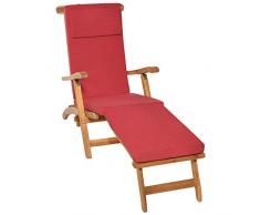Beautissu Matelas Coussin pour Bain de Soleil Chaise Longue Transat Loftlux DC 175x45x5 cm - Rouge