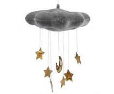 Zerodis Nuage Pendaison Décoration Flottant Pendentif avec Étoiles Lune Lit de Bébé Jouets Chambre Jouer Tente Mur Suspendue Décoration Art Décor Plafond Ornements Photo Accessoires(gris)