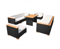 SSITG Salon de jardin sofa 32 pièces en polyrotin, WPC Ensemble de jardin lounge de jardin Noir