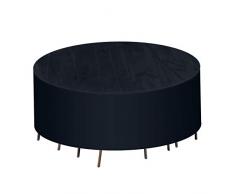 Fuloon Housse de Protection Imperméable pour Tables de Jardin Patio Bâche Couverture étanche de Sofa Chaise Table Extérieure Meubles Tissu Oxford 420D (Ronde :180 x 74 cm / 70.9X 29 Pouces)
