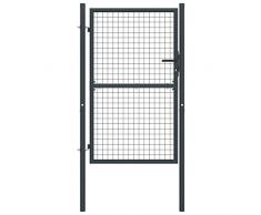 vidaXL Portail en Maille de Jardin Portillon de Jardin Porte de Jardin Portillon de Patio Porte de Terrasse Extérieur Acier Galvanisé 100x200 cm Gris
