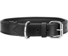 Knuffelwuff Basic Plus Collier en Cuir Doux pour Chien Noir 36-45 cm