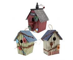 Baoblaze 3pcs Nichoir pour Oiseaux Suspendu Exterieur Maison en Bois Nid pour Oiseaux Moineau, Mésanges, Décoration Jardin Terrasse Balcon