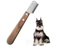 AIDIYA - Couteau à dénuder Professionnel pour Chien - Outil de toilettage pour Animal Domestique - Manche Ergonomique en Bois