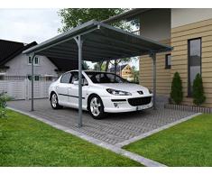 Palram Carport Verona Abri DAuto Moderne et Élégant Au Toit Plat - Kit à Monter Soi-Même en Aluminium et Acier Galvanisé - Garanti 10 Ans