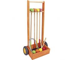Jeujura - 8602 - Jeu de Croquet - Chariot en Bois - 4 Joueurs