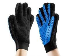 OMORC Gant de Toilettage Massage Brosse de Nettoyage Bain Animaux Peigne Epilateur Multifonctionnel pour Chien/Chat Bleu
