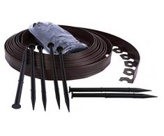 Bordure de Jardin Flexible, Bordure de pelouse Douce, Bordure de Jardin en Plastique - 4cm de Haut - Marron 10 mètres + 30 Clous de Fixation