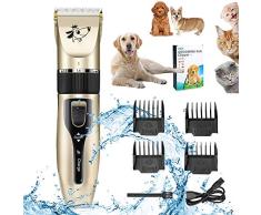 Tondeuse Pour Chien Chat Silencieuse, Tondeuse Electrique Professionnelle Sans Fil, Tondeuse de Toilettage Pour Animaux de Compagnie Avec 4 Guides de Peigne, Rechargeable USB, Lame Détachable Lavable