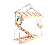 Jouet de Perroquet Double Echelles Balançoire Pont Suspendu Hamac Clochette Jouet d'Oiseaux Hamster Ecureuil