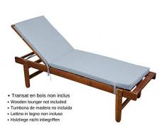 STOF Matelas/Bain de Soleil déhoussable, Perle/Gris Clair, 55x180cm, 100% Microfibre, Attache à Clips (Transat en Bois Non-Inclus)