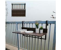 DFVV Table Pliante Murale Dextérieur Table Suspendue de Balustrade de Balcon Réglable de Jardin de Patio, Bois Technique