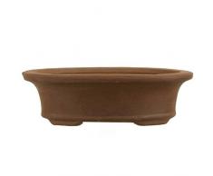 Pot à bonsaï 15x11.5x4.5cm brun ovale en grès