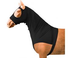 Leberna Lycra Capot de Cheval Extensible avec Zip - Couverture de Cou Facial M Noir