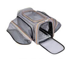 Pet-U Sac de Transport pour Chat et Petit Chien Extensible 2 voies extensible doux côté Sac Souple et Pliable pour Voyage en Avion/Voiture/Train 44.5*33*28cm