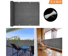 Shsyue Brise-Vue/Voiles dombrage 500 x 90cm Abriter du Vent/la Pluie/le Soleil pour Balcon Terrasse avec Oeillets Gris