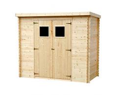 TIMBELA M310 Abri de Jardin en Bois Exterieur - Chalet en Pin/épicéa- Toit Plat - H200 x 118 x 223 cm/ 2.63m2
