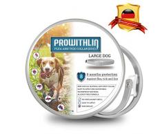 prowithlin Collier antiparasitaire pour Chiens, Prévention des Puces et des Tiques Collier Anti-puces et Anti-tiques Ajustable et imperméable 8 Mois Protection Taille Unique