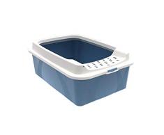 Rotho Bac A Litiere + Rehausse Anti-Projection Bonnie - Bleu Ciel pour Chat Bleu Ciel