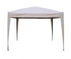 Tonnelle de jardin pliable 3x3m coloris SABLE - en ALUMINIUM traité époxy qualité LUXE - se monte et se démonte en quelques minutes