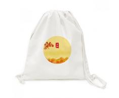 DIYthinker Commence Automne Twenty Four Solaire Term Canvas Drawstring Backpack Voyage Sacs