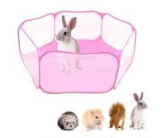 DERCLIVE Parc pour Animaux de Compagnie Portable Pop Ouvert Intérieur/Extérieur Petite Clôture de Tente de Cage pour Hamster Chinchillas Et Cochons dInde Rose