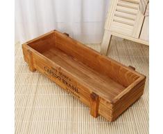 Deaum Vintage Pot de Fleur en Bois Rustique pour Plante Succulente Herbe Charnue Fleur Lit Pot Rectangle Creux Boîte Jardinière (Marron)