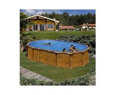 Gre KITPROV6188WO Piscine Acier Ovale H 132 M Aspect Bois Amazonia,
