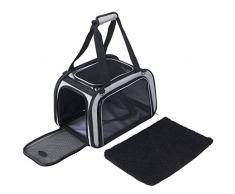 Sac Transport Chat porté Main ou Épaule pour Chiot Chaton Panier Transport Chat pour Voyage en Train Voiture Avion Homologué(43 * 28 * 28CM)