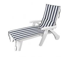 Coussin pour bain de soleil transat P498 de jardin Rayé 60 x 190 cm bleu