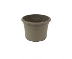 greemotion Pot de fleurs rond en plastique Ø 25cm 5L - Pot pour plantes extérieures et intérieures - Pot de jardin couleur taupe