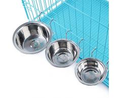 Yosoo Gamelle Bol avec Crochet sur Cage en acier inoxydable pour Chien Chat Lapin Nourrisseur deau nourriture bol tasse avec Support(S)