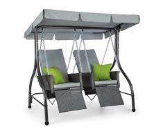 blumfeldt Concordia - Balancelle de Jardin, 185cm, 2 Places, Auvent Pare-Soleil, Construction en Tubes dacier massifs, Sièges en rotin avec Dossier réglable, Rembourrage de 6 cm dépaisseur
