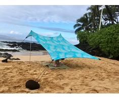 Neso Tente de Plage de Tente de avec lancre de Sable, Sunshade portative dauvent - 2.1m x 2.1m - Coins renforcés par Brevet (Aqua Fronds)
