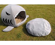 niceEshop(TM) Panier en Forme de Requin avec Matelas pour Chien et Chat (Gris, M)