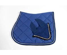 WAGNER VS/Spring Ensemble de tapis de selle avec housse anti-mouches et strass Bleu roi