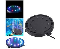 Yakamoz 9 LEDs Lapme Aquarium Air Bulle Étanche Lumière Colorée à Bulle d’Air Subemersible Lampe de Décoration pour Aquarium Air Bubble Lamp 10.5cm